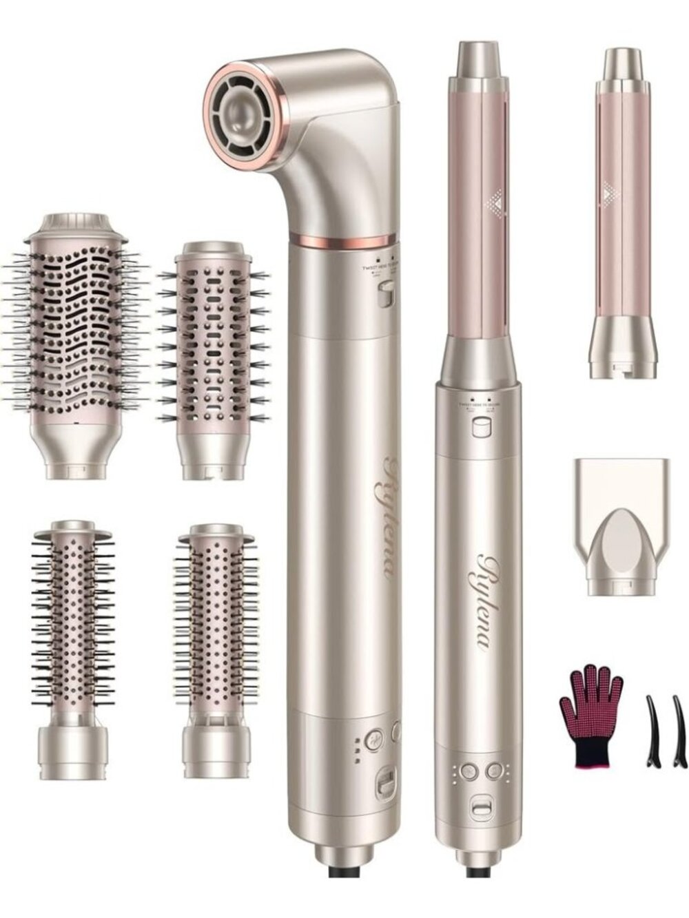 NEW 8-in-1 Air Styler Hair Dryer Brush w Auto-Wrap Curlers No Heat Damage